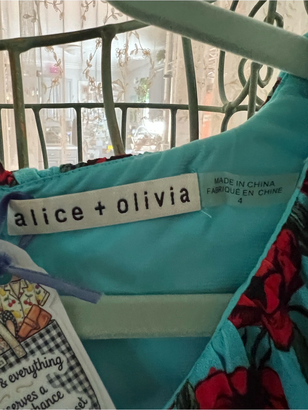 Alice + Olivia Teal Romper with Red Floral Print - Picture 2 of 9